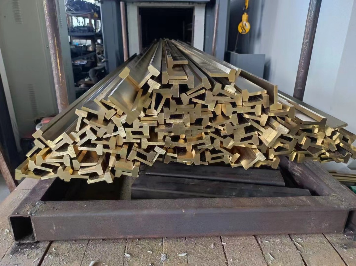 Hot extrusion of brass profile at Cymber Metal production line