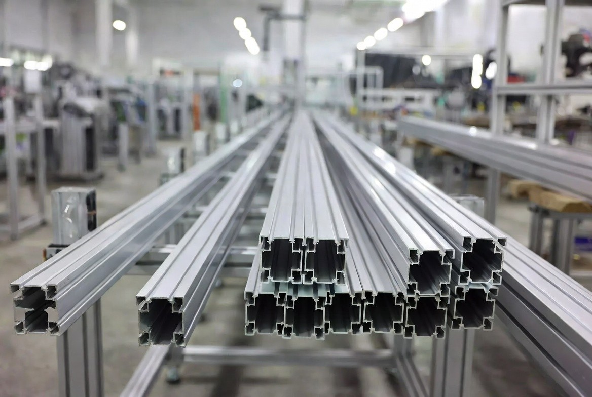 6xxx aluminum extruded profiles installed in a modern EV battery assembly line