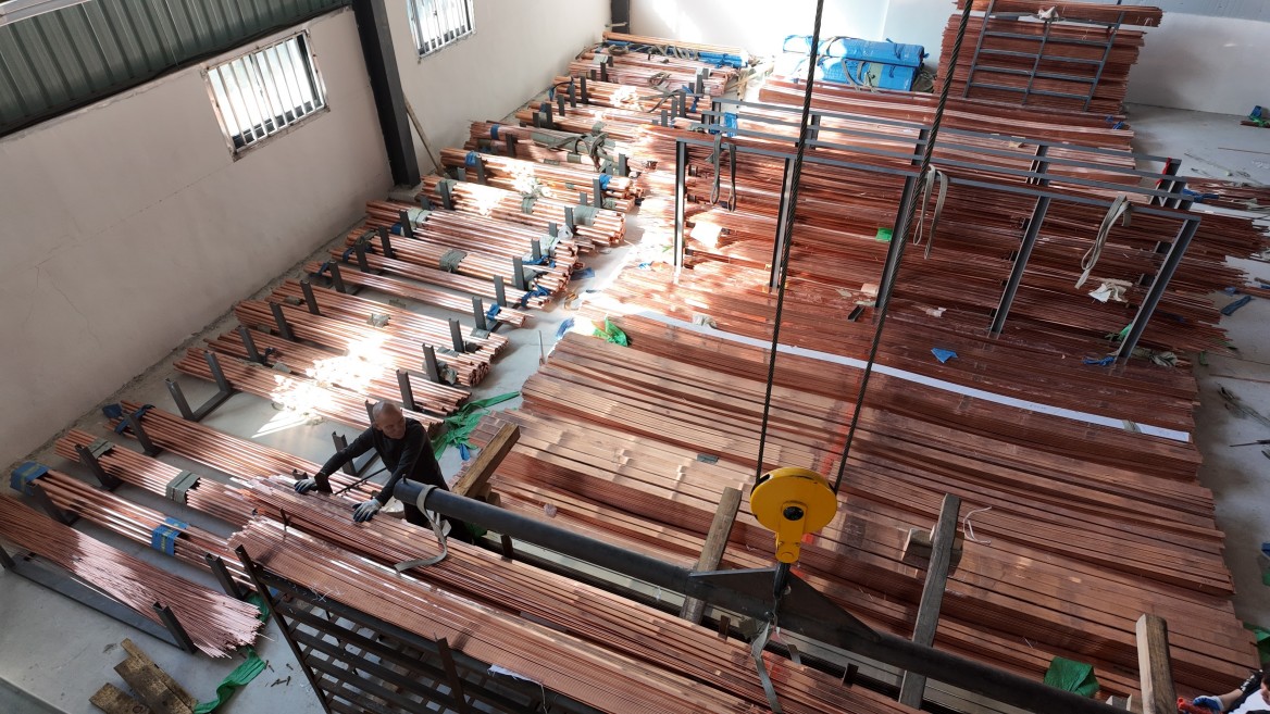 Finished pure copper busbars ready for high-current applications