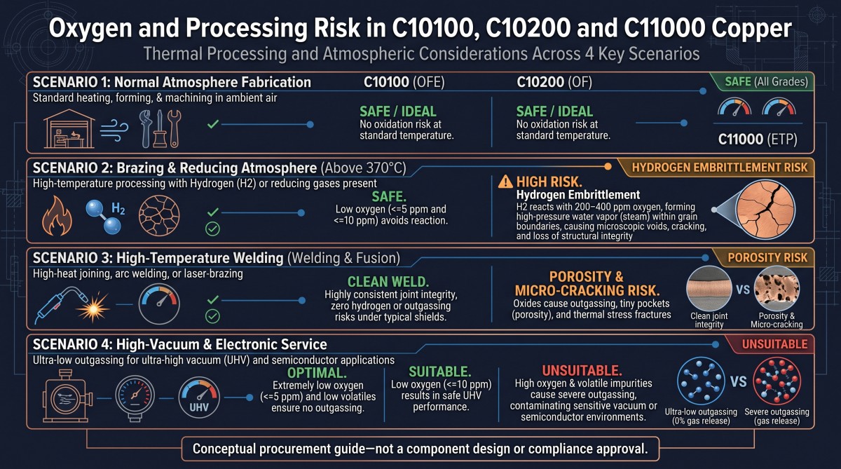 Oxygen and Processing Risk in C10100, C10200 and C11000 Copper